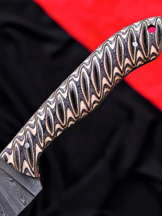 Handmade Fixed Blade Hunting Skinner Knife Damascus Steel Blade Pakka Wood Handl - Picture 3 of 3